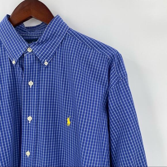 Men’s Ralph Lauren blue white plaid button down shirt size large Blake - Picture 7 of 11